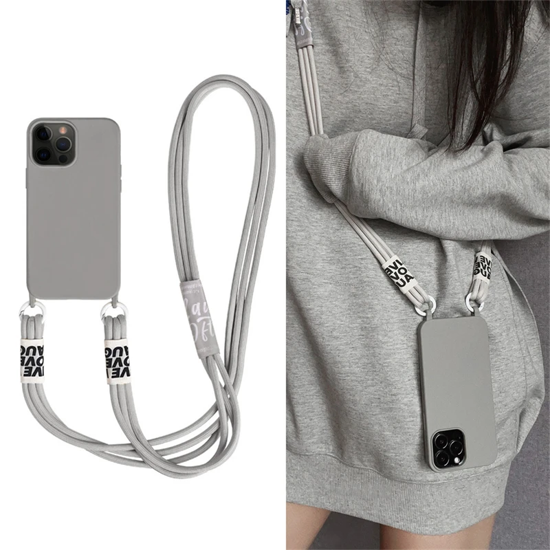 Silicone Phone Case with Cord Strap Lanyard - Crossbody Necklace Cover