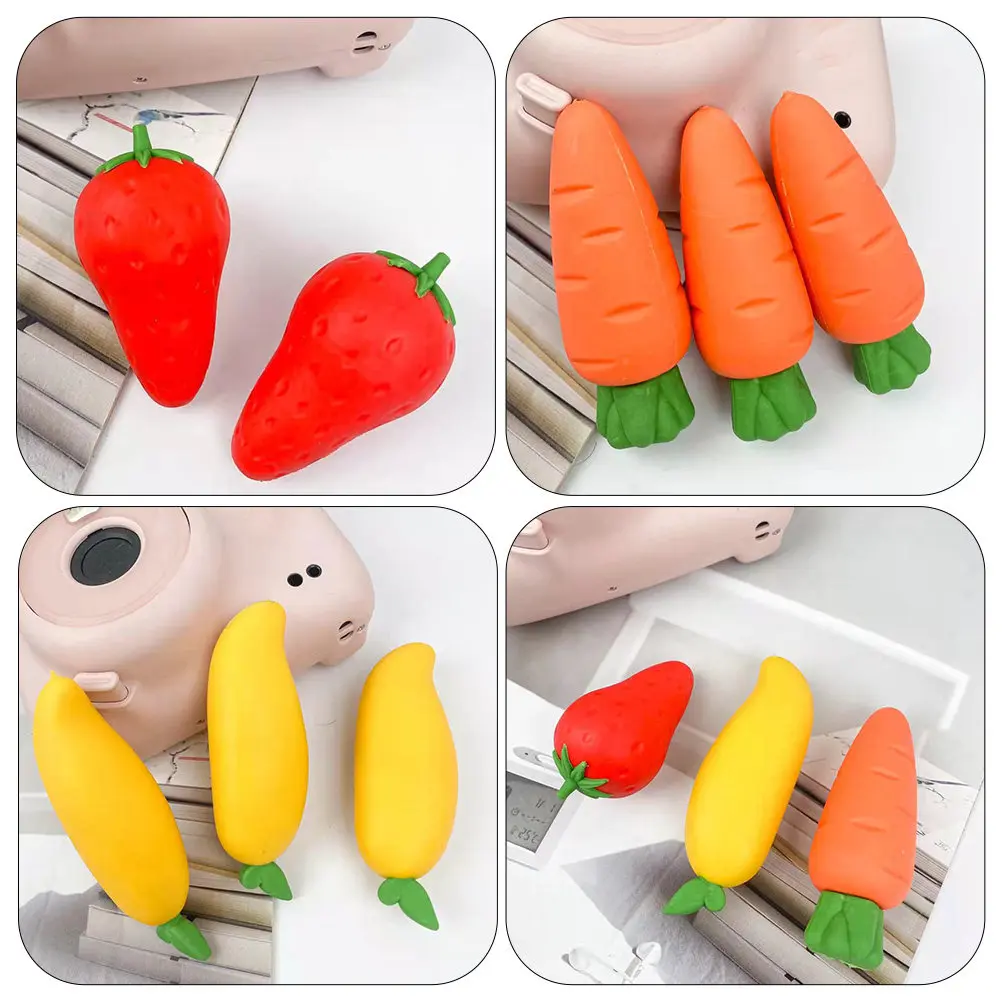 3Pcs 과일 지우개 미니 가정용 다기능 편리한 카와이 연필 지우개 어린이를위한 학생 그림 액세서리