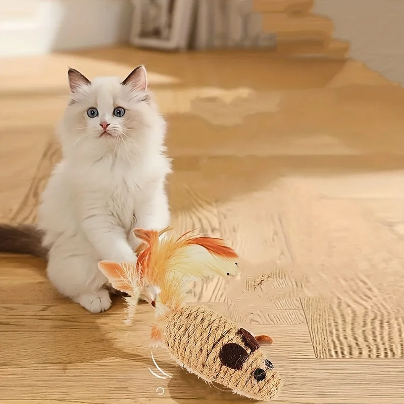 Sisal Cat Mouse Toy – Bite-Resistant Interactive Plush for Kittens (1/4 PCS) 6