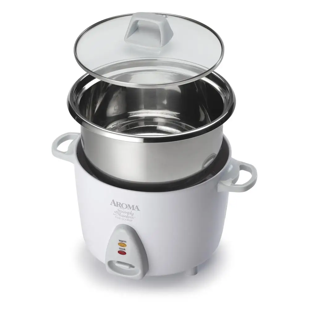 AROMA® 14-Cup Cooked / 3Qt. Select Stainless® Rice & Grain Cooker White New ARC-757-1SG 3
