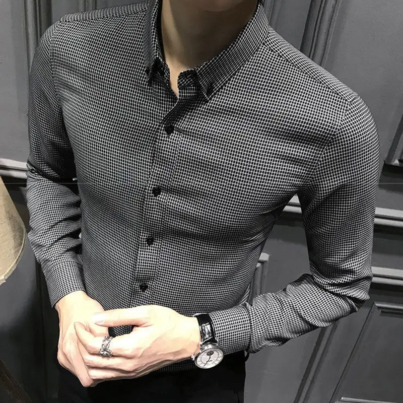 

2023 Spring Autumn Plaid Long Sleeve Shirt for Men Fashion Designer Loose Shirts Lapel New Mature Casual Korean Clothes Z53