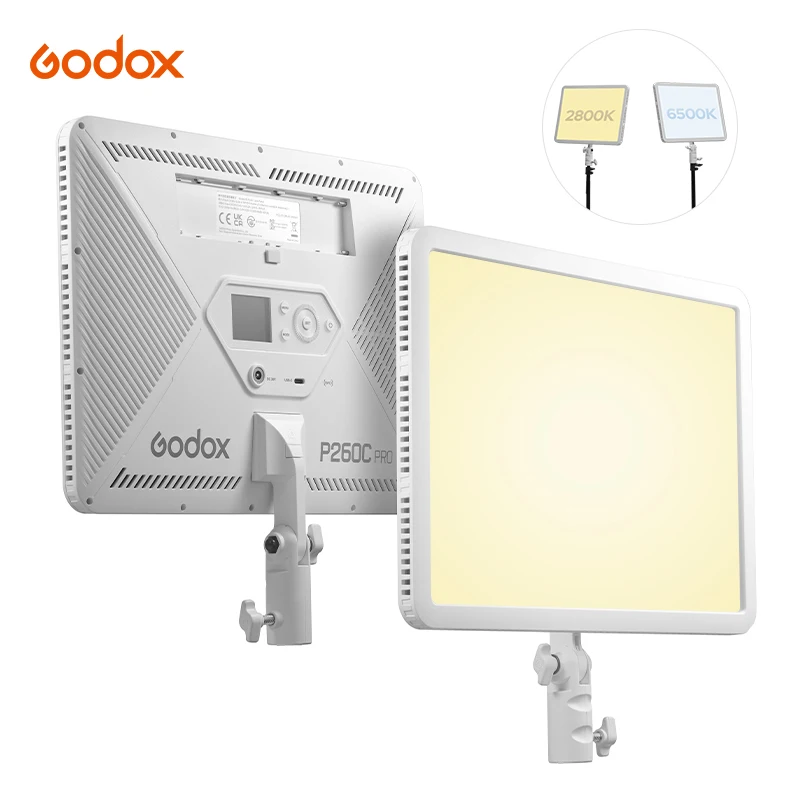 Godox P260C Pro Panel Video Light Soft Lighting Bi-Color 2800K-6500K CRI/TLCI 98+ NFC Automatic Pairing for Vedio Streaming
