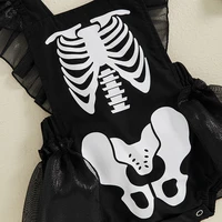 Baby Clothing Girl Halloween Romper Skeleton Print Ruffles Jumpsuit for Newborn Cute Clothes 5