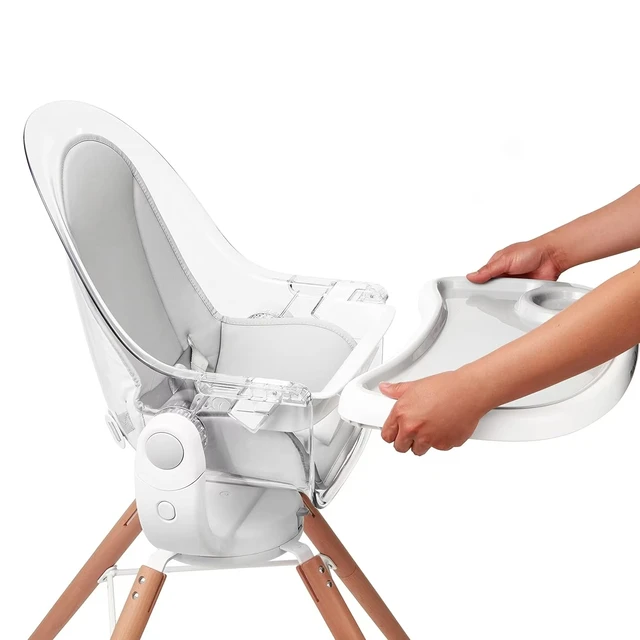 ASTMF404 Multi-use adjustable & easy operable wooden high feeding chair & bouncer with double tray 4
