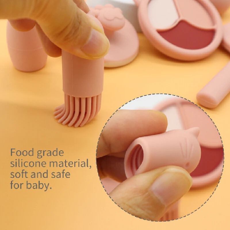 Girl Makeup Toys Silicone Simulation Cosmetic Toy Set Children Imitate Makeup Tools Edible Grade Silicone Child Girl