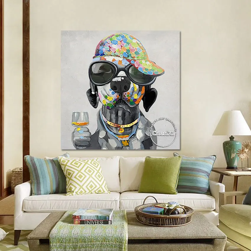 

Modern Kids Room Decoration Lovely Pet Dog Oil Painting Art Unframed Canvas Cartoon Wall Art Hot Selling Wall Poster Picture