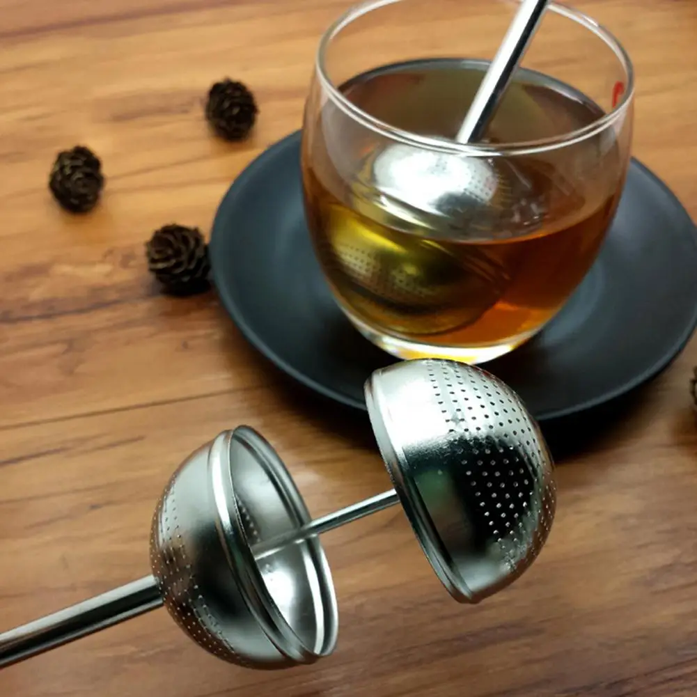 Telescopic Handle Tea Infuser Coffee Filter with Stirring Rod Enhanced Stainless Steel Tea Ball Infuser for Loose Leaf