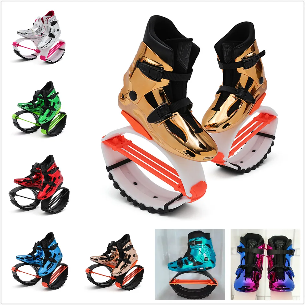 Teens Kangaroo Jump Shoes with 4T Spring, Black Color Weight Loss Exercise Bounce Boots, Fit For 50KG-110KG Unisex Person