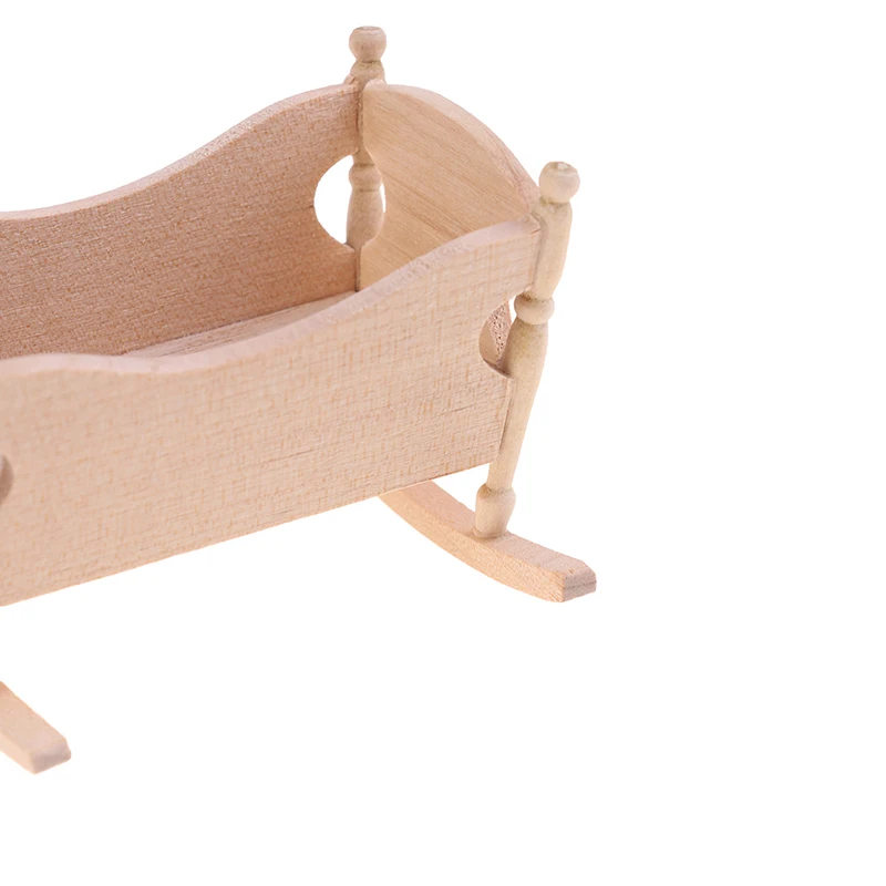 1:12 Miniature Dollhouse Crib Mini Cradle Pretend Play Nursery Children Room Furniture Dollhouse Accessories Play House Toy