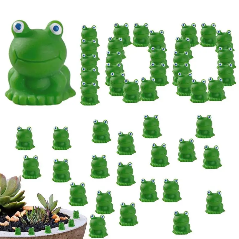 100Pcs Mini Frog Garden Decor Figurine Di Rana Verde Decorazioni Per La Casa In Miniatura Piccole Rane Di Plastica Fairy Garden Resin Decor