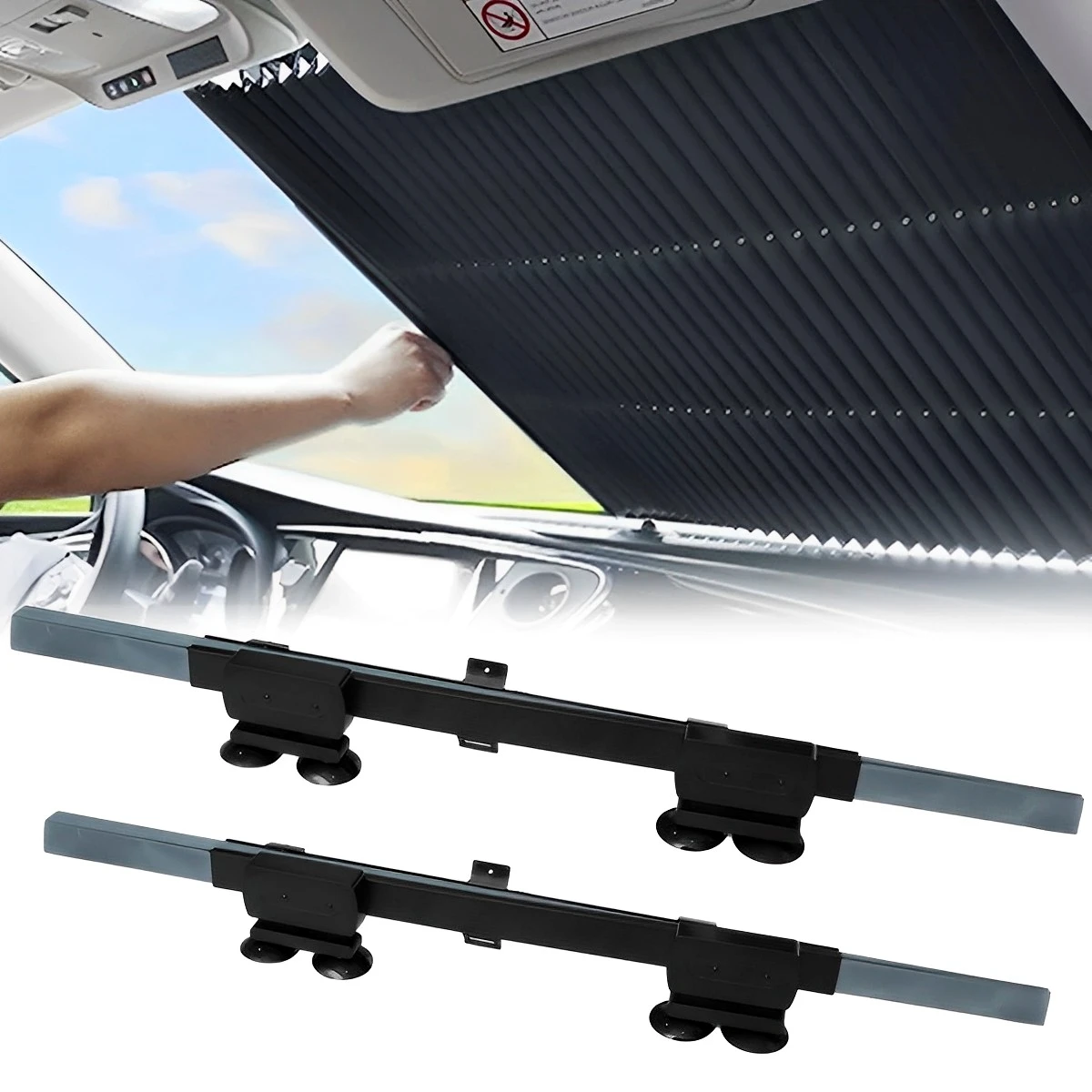 

Car Windscreen Sun Shade 25.6inch/27.6inch Retractable Visor Cover Collapsible Auto Windshield Sunshade Reusable Insulated