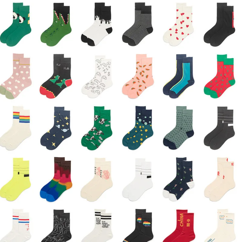 

5pairs/lots Men Dot Letter Printing Sports Breathable Socks Casual Skateboard Fashion Hip-hop Personality Street Style Socks