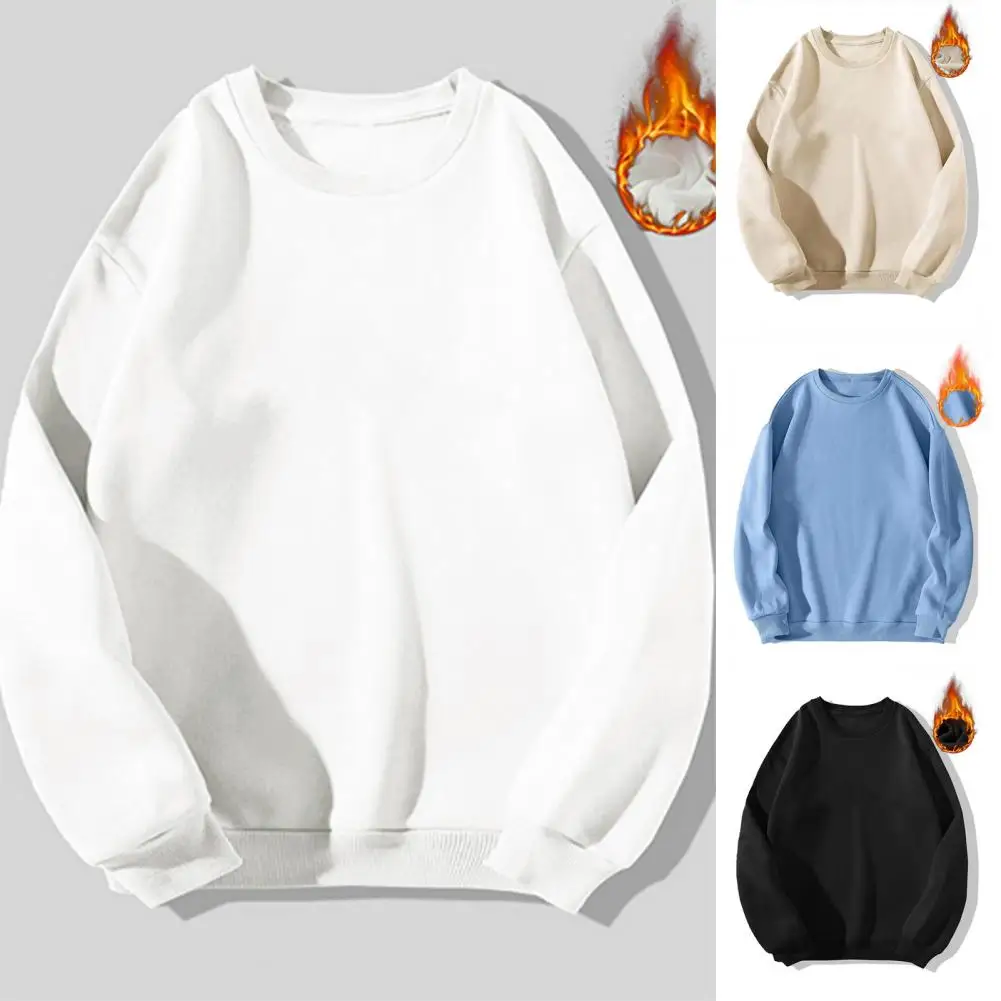 

Men Sweatshirt Stylish Men's Fleece-lined Pullover Sweatshirt Cozy Winter Streetwear with Loose Fit O-neck Design Men Fleece