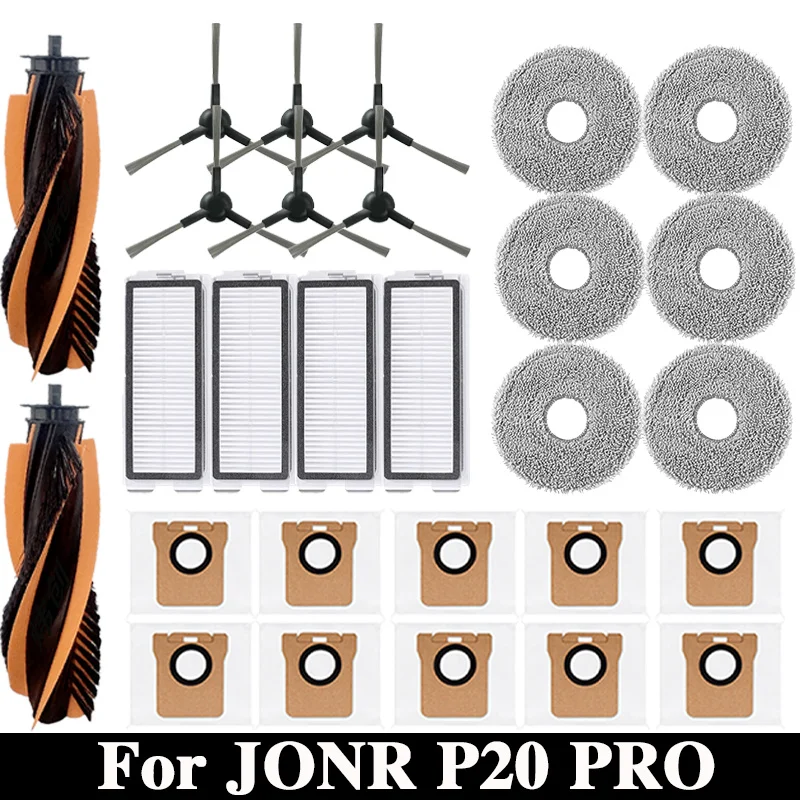 Robot Vacuum Cleaner Accessories Main Side Brush Hepa Filter Mop Cloth Replacement for JONR P20 PRO / T5 Pro