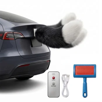 Decorazione per Coda Moto Morbida, Coda Animale in Peluche per Auto, Dispositivo Coda di Volpe Elettrica per Veicoli, Accessorio da Agganciare all'Auto