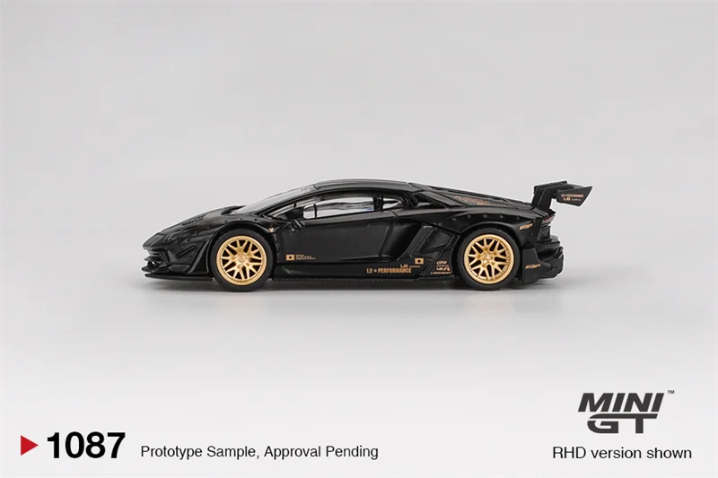 MINI GT 1:64 LBWORKS Aventador 한정판 매트 블랙 다이캐스트 자동차 모델 컬렉션 미니어처