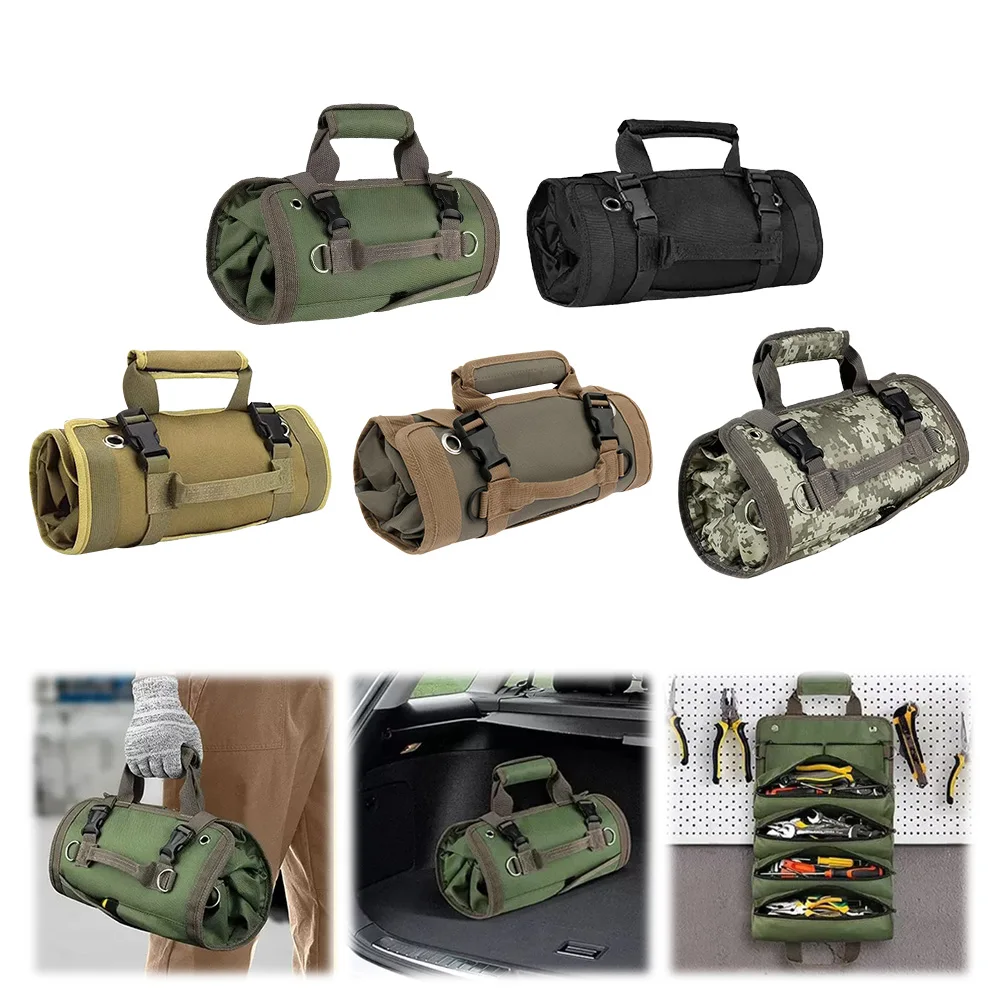 Roll Up Tool Bag Heavy Duty Tool Organizer Multi-Function Portable Tool Roll Bag Oxford Cloth Tool Pouch for Handyman RV Owners