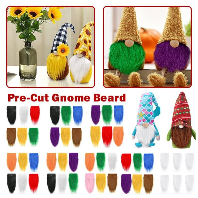 3 Pcs Faux Fur Pre-Cut Gnome Beard for Crafting, Fluffy Pre Cut Gnomes Beard with Unfinished Wooden Balls DIY Crafts Accessories Home Decor