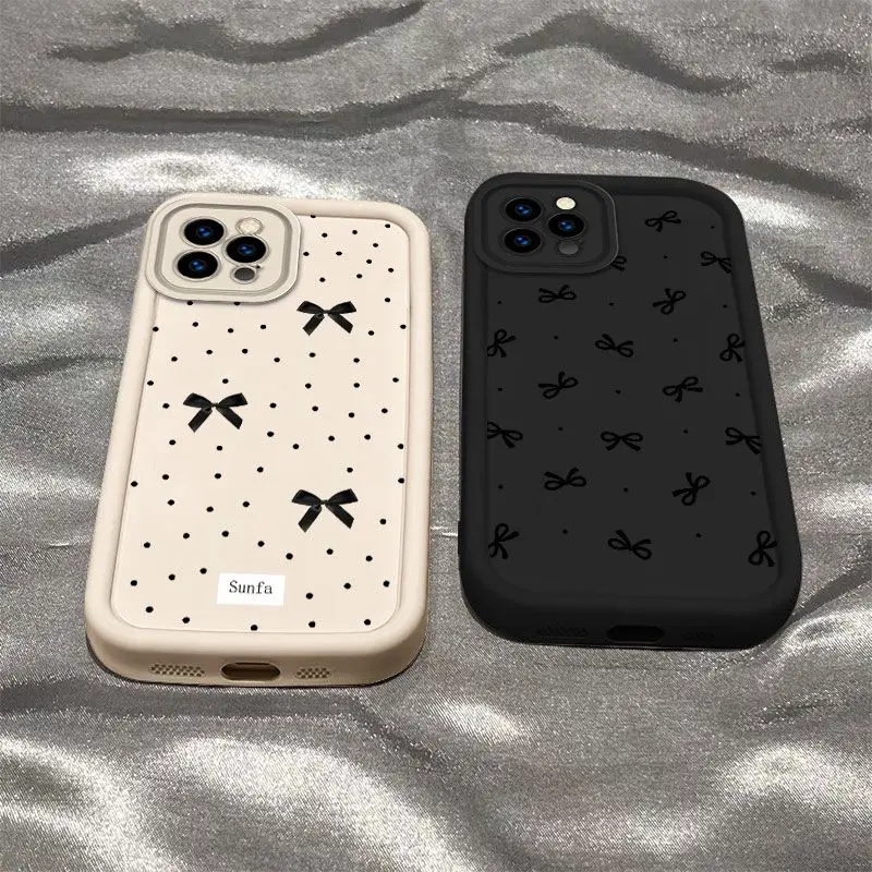 Luxury Cartoon Bow Matte Silicone Phone Case