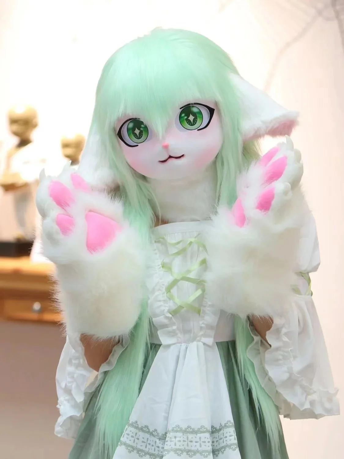 Cute Fursuit Kigurumi Headsets Furry Animal Cosplay Costumes Comiket Furries Rubbit Doll Cat Comiket Furries Doll costumes