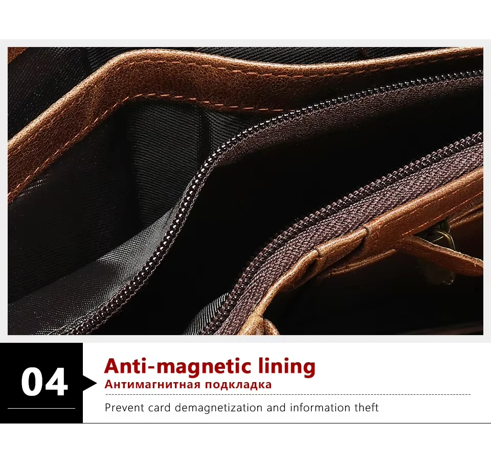 Men's Genuine Leather RFID Wallet with Coin Purse and Cardholder