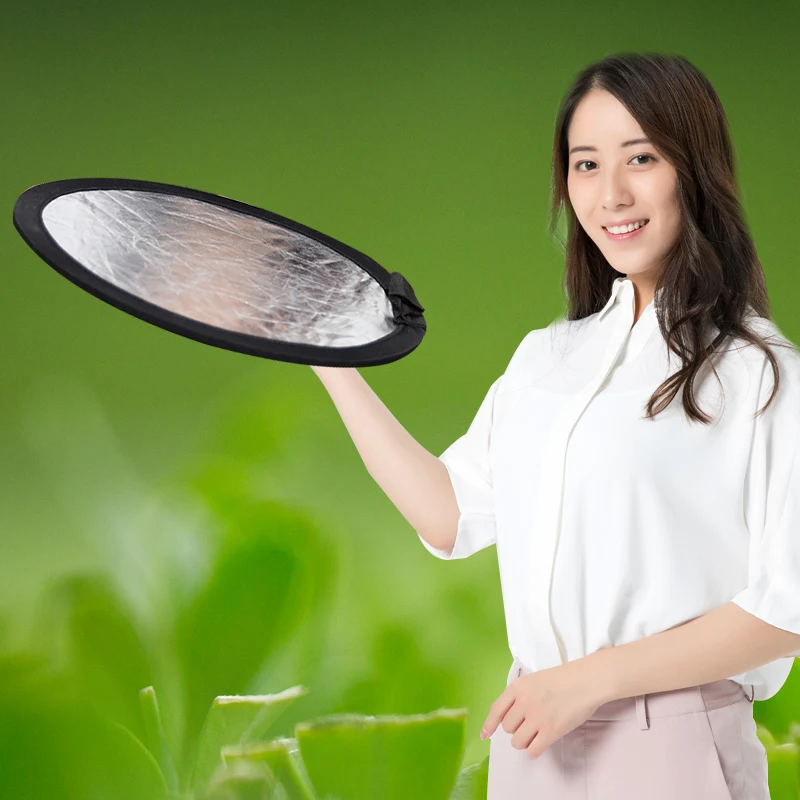 

2in1 30/60/80/110 cm Reflector Photography Handhold Collapsible Disc Reflector for Studio Portrait Photography Selfie Props
