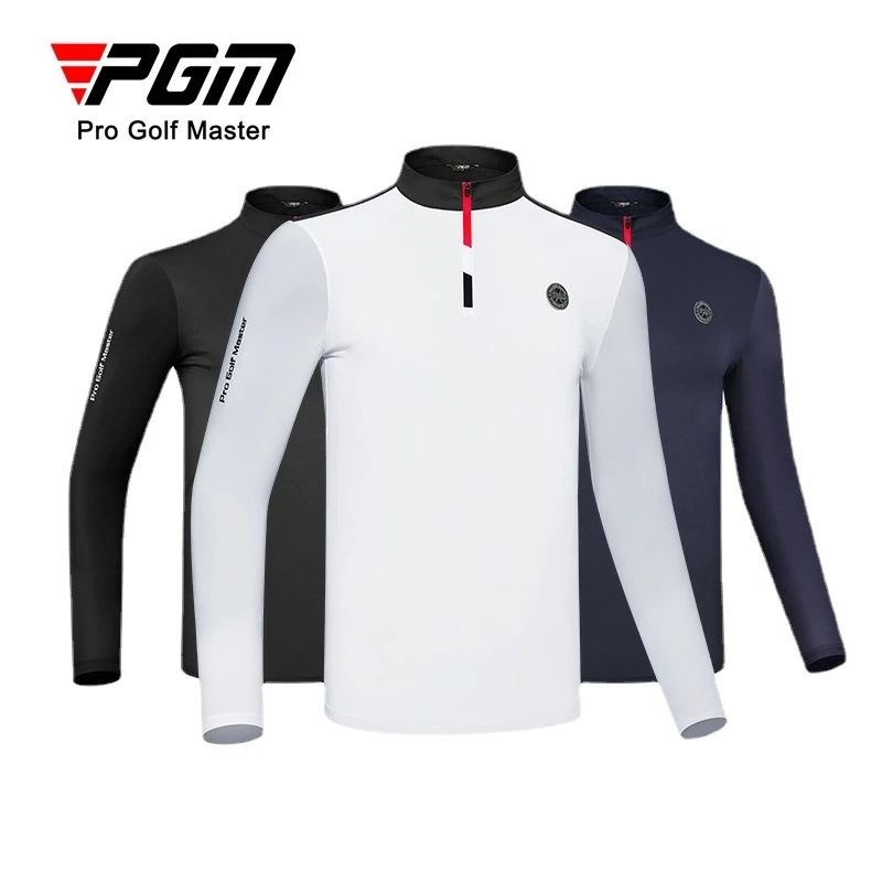

PGM Men Golf Shirts High Quality Sunscreen Ice Silk Sleeve Casual Sprot Long Sleeve Round Neck Men Polo T Shirt with Breathable