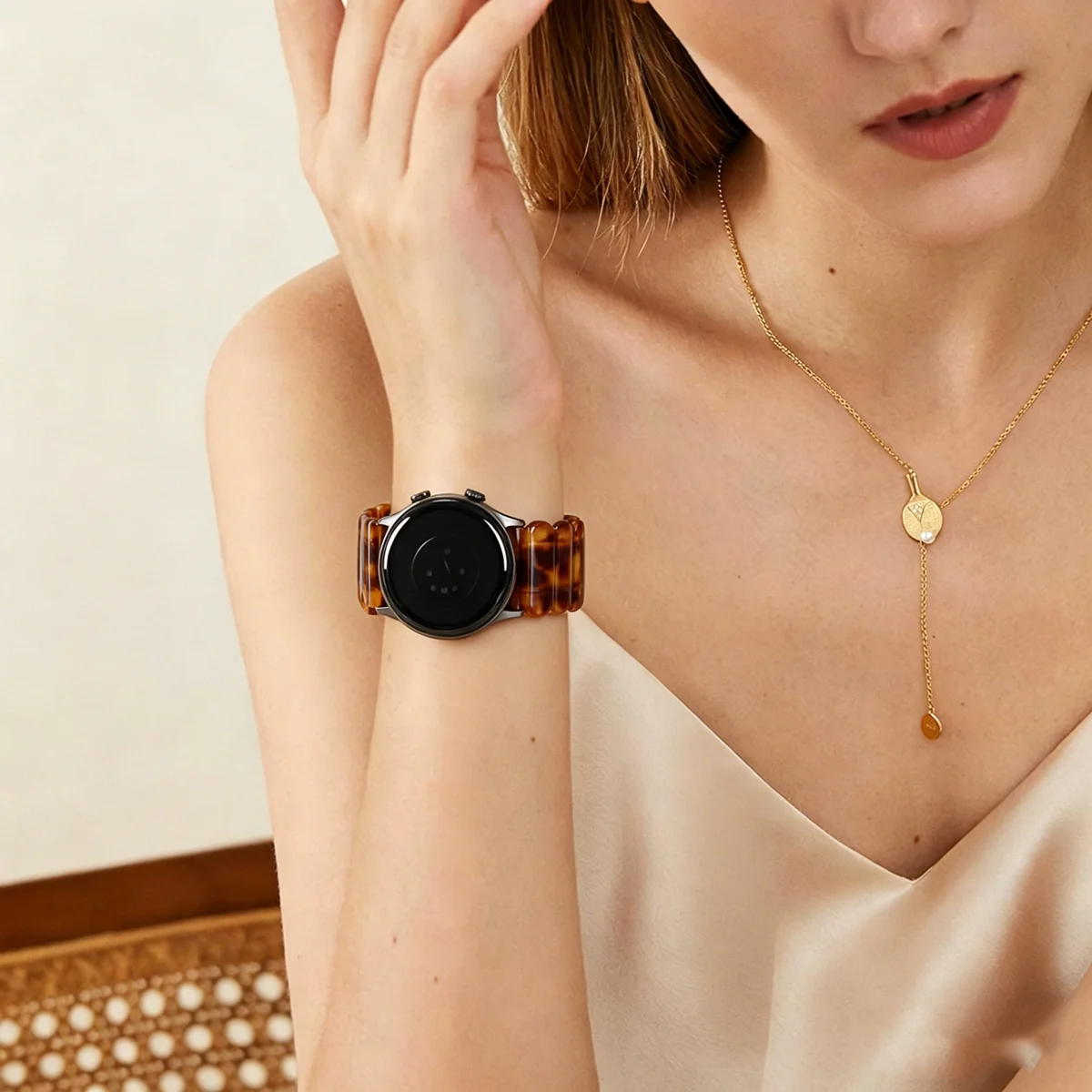 Resin Beaded Elastic Bracelet Band for Smartwatches (40mm/44mm)