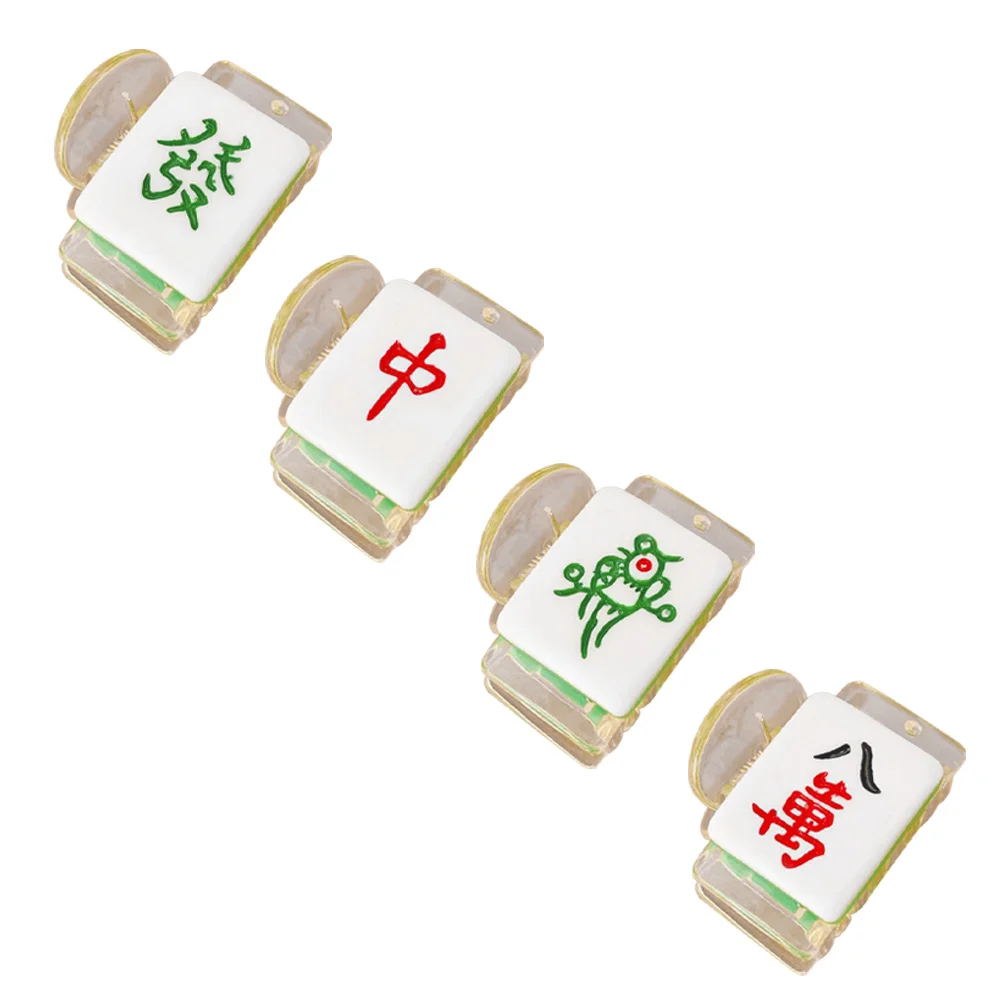 

4 Pcs Mini Hair Clips Mahjong Funny Catch Hairpins Chic Clamps Claw Lovely Ornaments Adorable Shaped