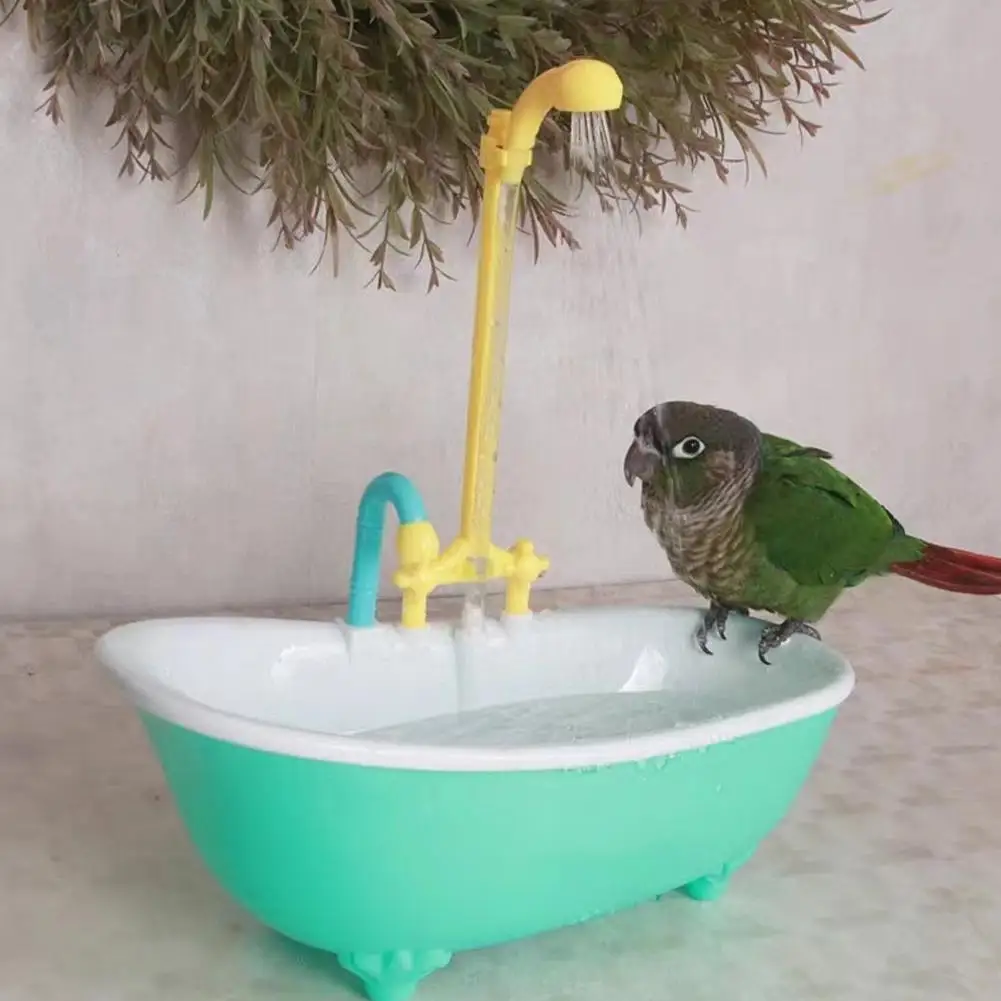 Parrot Automatic IntelligentBath Bird Shower Bathtub Supplies Blue Cute Plastic Cage AccessoriesHousehold AccessoryBird Par M6Z3