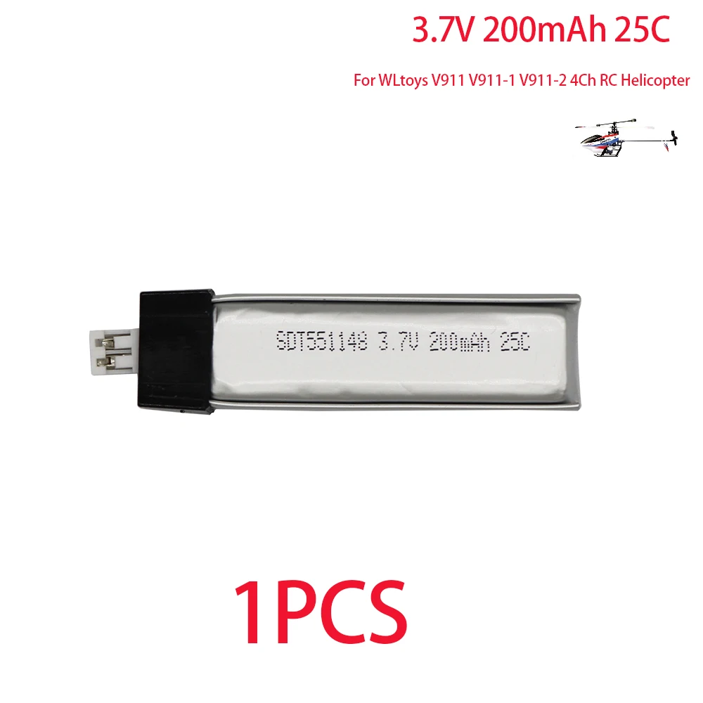 Bateria Original do Helicóptero rc para Wltoys 3.7 v 200 Mah 551148 Tomada de 200 mm V911 F929 F939 V911 - Image 4
