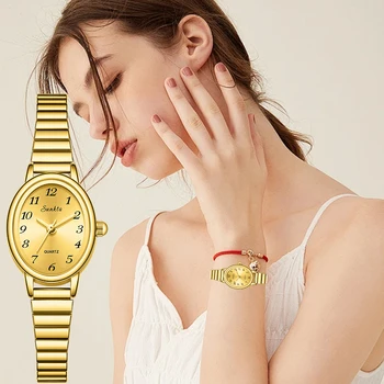 Sunkta Classic Elegant Quartz Woman Watch Top Brand Luxury Simple Dial Clock Fashion Ladies Waterproof Casual Women's Wristwatch