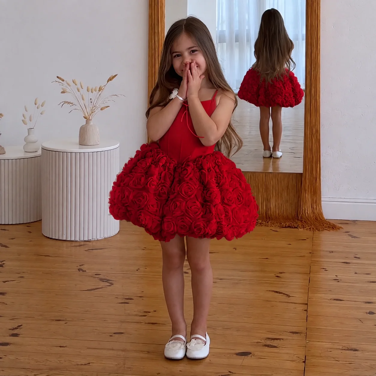 Girls Luxury Ball Gown Dress Elegant Long Sleeve Lace Princess Dress Kids Birthday Party Wedding Bridesmaid Dress Ballet Girl Co