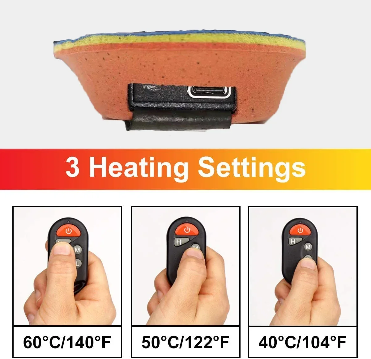 2000mAh Remote Control Heating Insole with Rechargeable Battery Heated Insoles Winter Shoes Pads For Ski Hunting Size-EUR35-46#