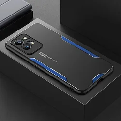 Luxury Matte Aluminum Metal Phone Case - Premium Hard Cover for Realme Q3S (Black Blue)