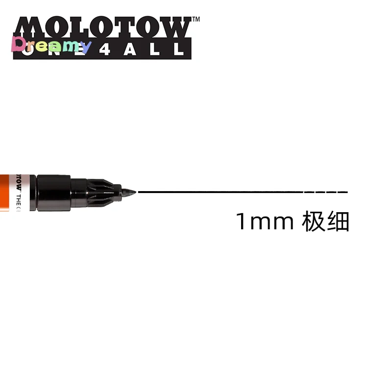 독일 수입 MOLOTOW ONE4 아크릴 페인트 마커 - DIY 그래피티 펜, 1mm 팁, 블랙 및 화이트 색상, 싱글 팩