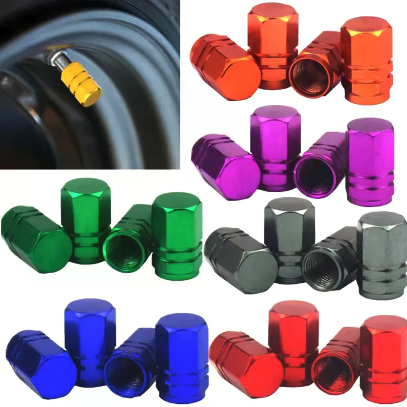 Premium Aluminum Tire Valve Caps - Decorative Dustproof Wheel Covers (Set of 4)