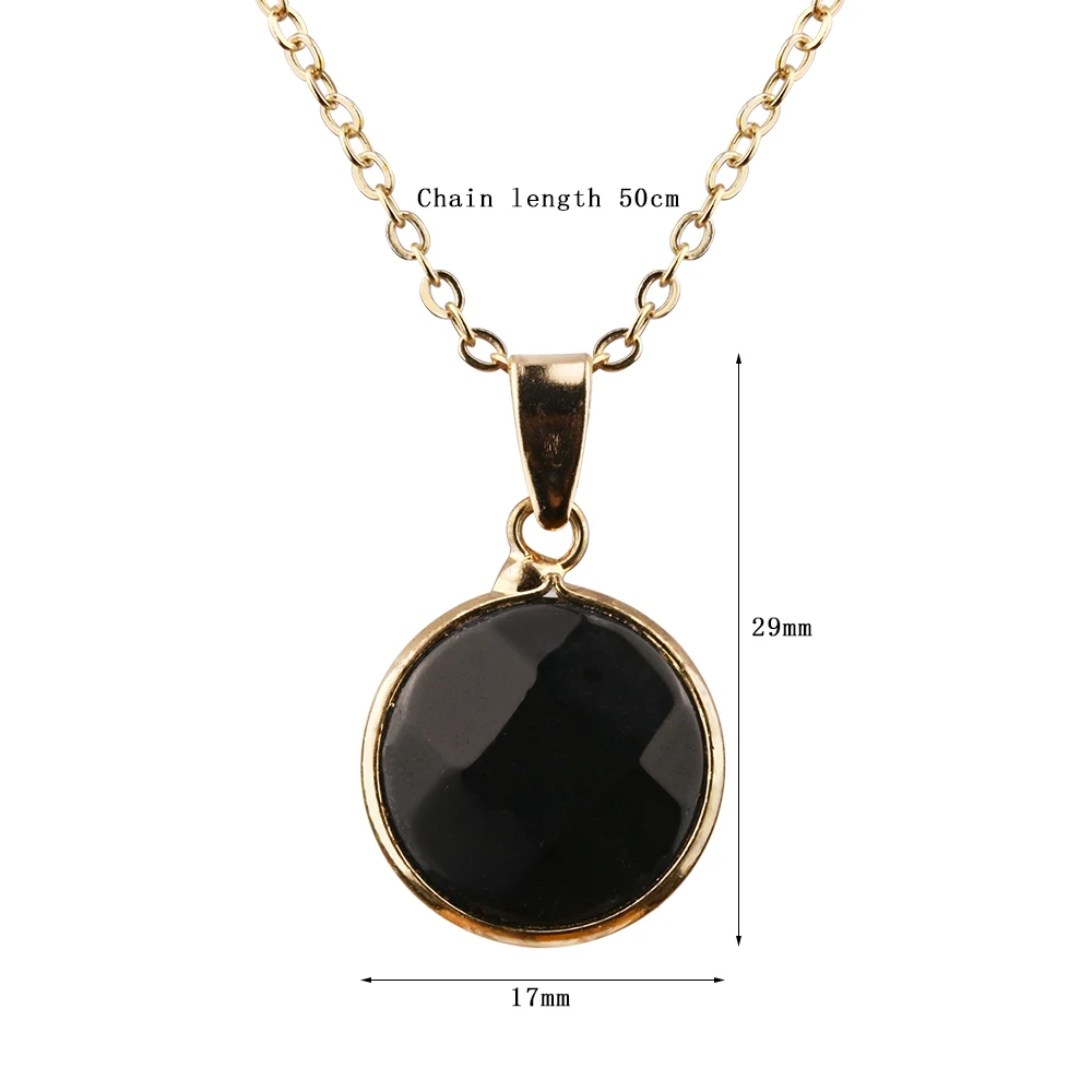 Fashion Round Black Onyx Pendant Necklace Banquet party ladies clavicle chain clothing matching accessories
