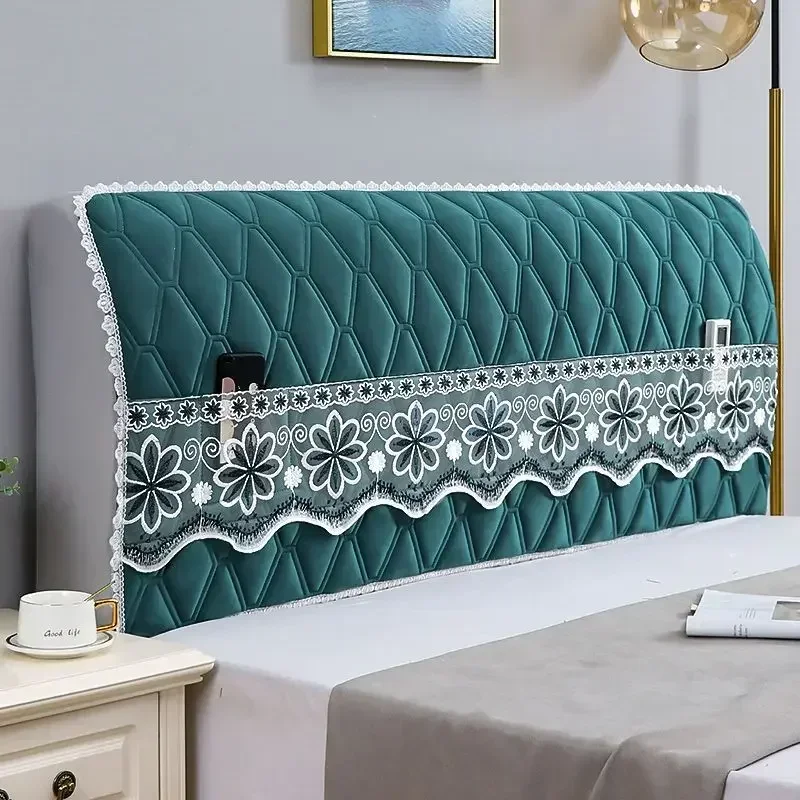 Thick Cotton Padded Headboard Cover Bedhead Fabric Full Protective Cover Solid Wood Soft Pack Bedside Dust
