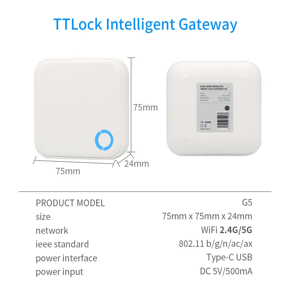2.4G + 5G TTLOCK WIFI بوابة G5 بلوتوث شبكة قفل الب...