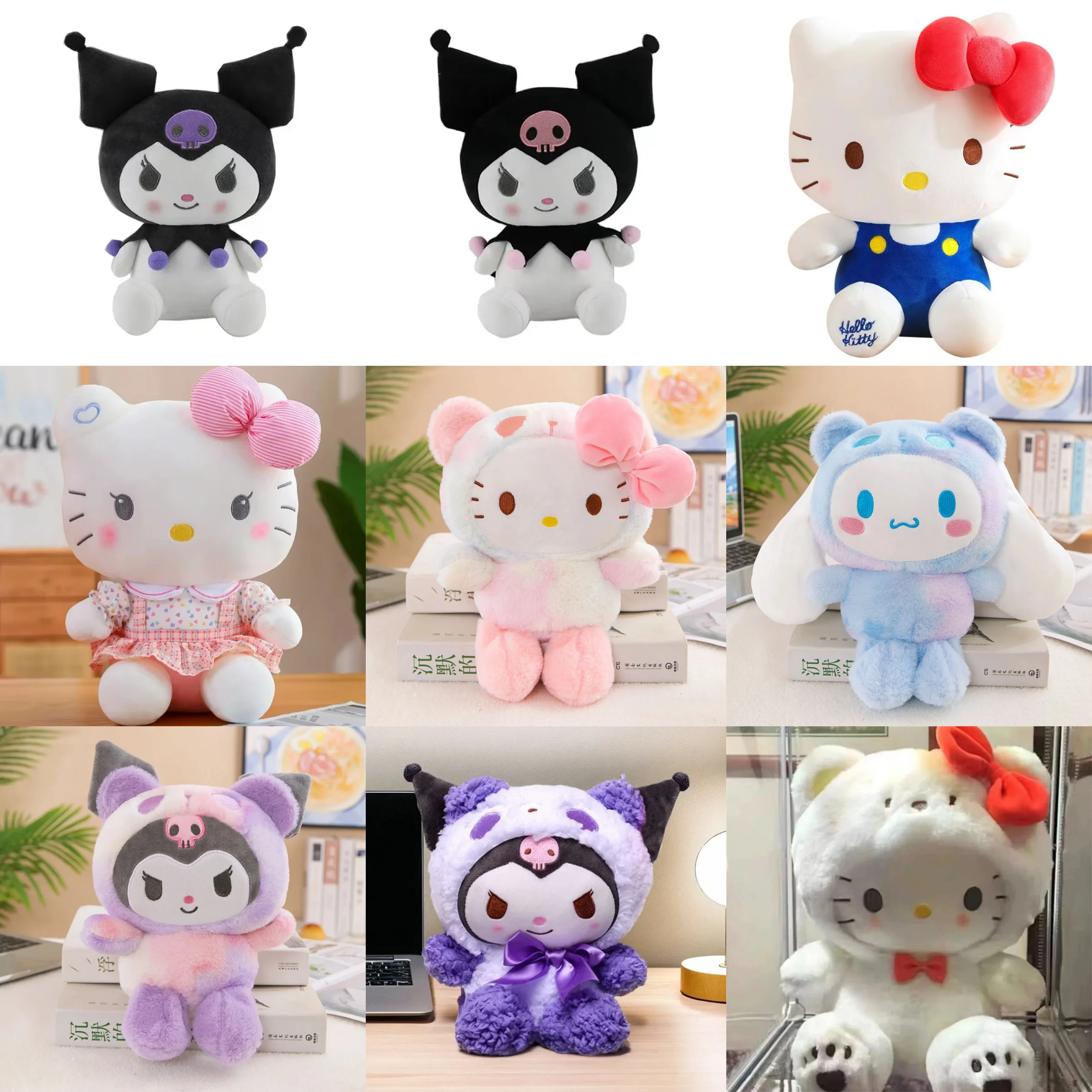 25CM Kawaii Sanrio Plush Hello Kitty Cinnamonroll Kuromi Pochacco Stuffed Plush Doll Cartoon Cute Toys Children Birthday Gifts