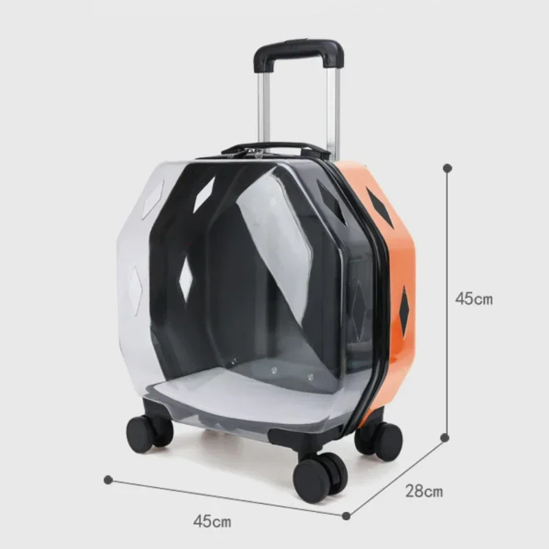 Portable Fashion Cat Trolley Case Dog Travel Transport Bag Transparent Wide View Handbag Outing Backpack Bubble Pet Box