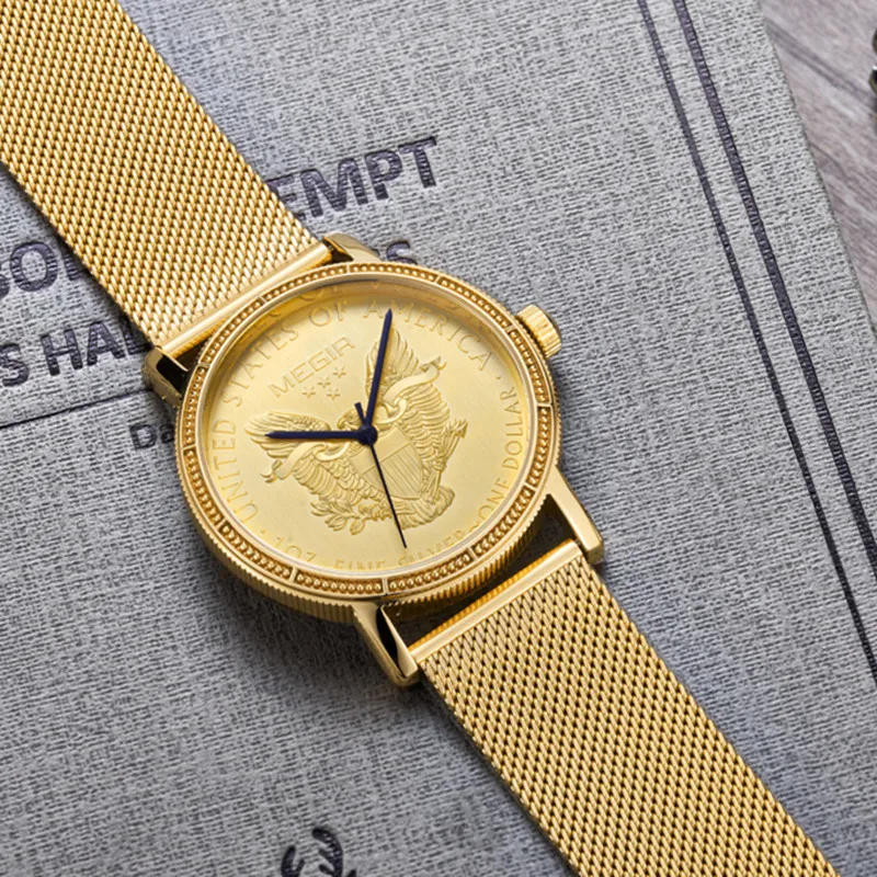 Luxus-Business-Uhr für Männer, Gold, Stahl, Mesh-Armband, Herren-Quarzuhr, wasserdicht, Armbanduhr 2032_voghion.com