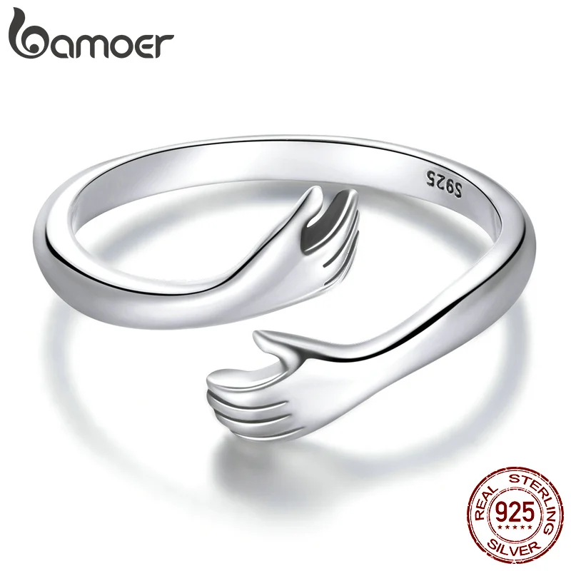 925 Sterling Silver Hug Open Ring Adjustable for Women Party Jewelry Family Gift Silver Rings Silver Ring