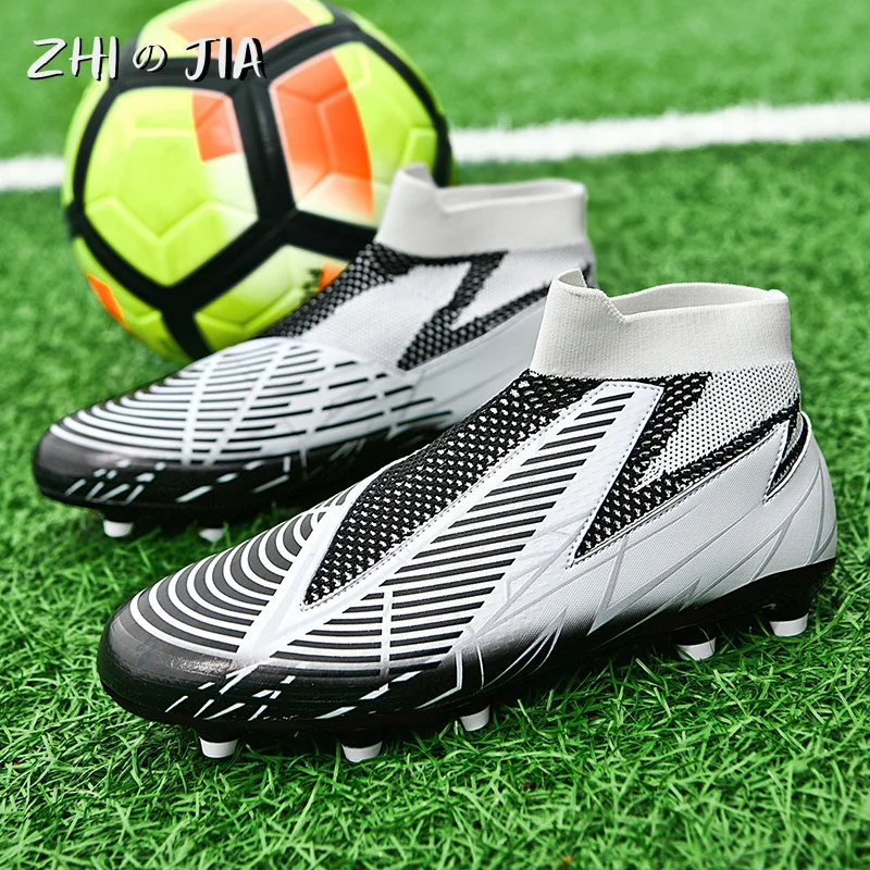 Youth Adult TF Professional Training Football Shoes Leather Knitted Breathable Anti Slip Sneaker Fashion Trendy Footwear 36-45 3