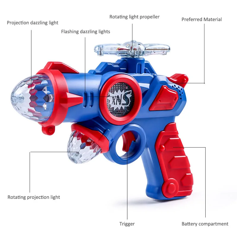 Children's Electric Sound and Light Gun Toy Rotating Colorful Projection  Plastic Pistol Model Outdoor Toys for Kids Boys Gifts