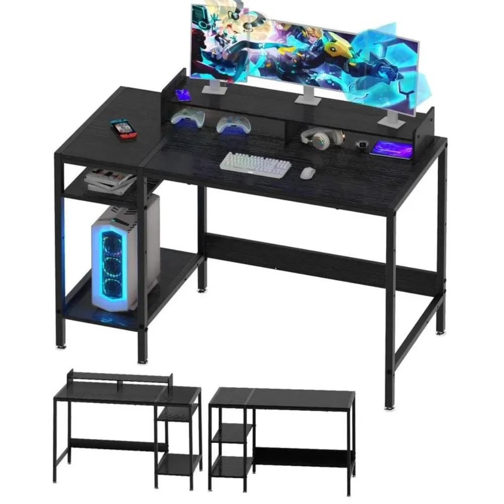 

Home Office Desk With Storage Gaming Tables Adjustable Storage Space Room Desks for Study Table for Bedroom Black. Freight Free