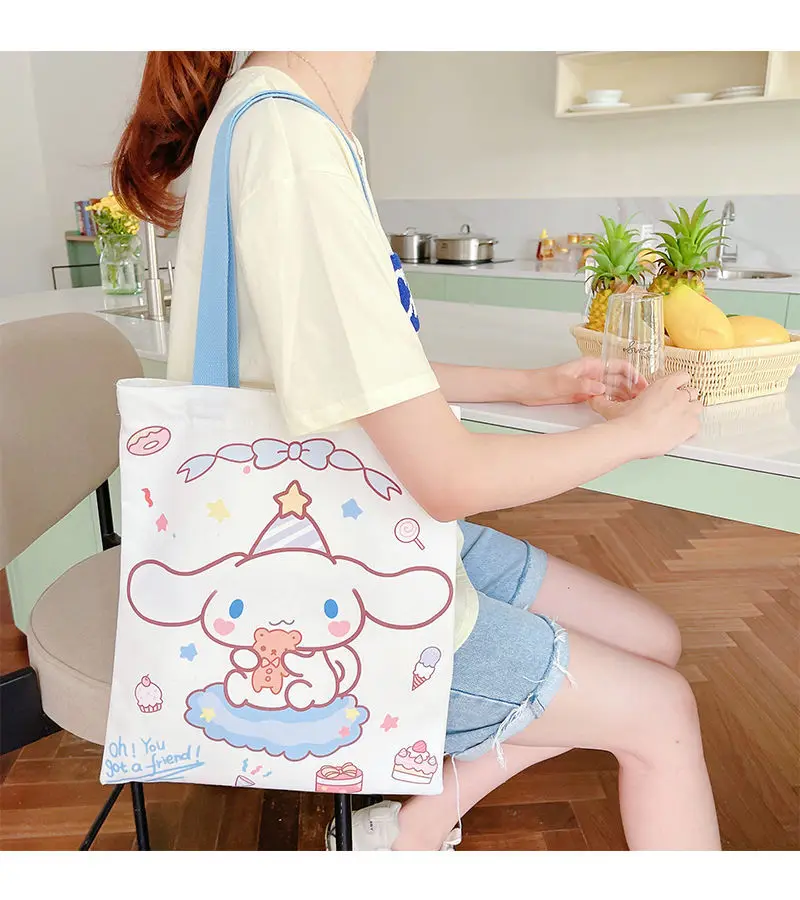 Cinnamorolls Canvas Bag Female Cartoon Portable Large Capacity Tote Bag Student Book Portable Cute Storage Shoulder Bags Gift