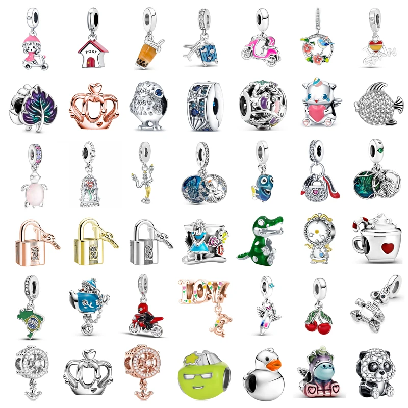 

New Fashion Charm Original Turtle Little Girl Motorcycle Beaded Fit Original Pandora Ladies Bracelet Jewelry Accessories Gift