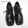 Vintage Double Platform Men's Derby Shoes Front Zipper Design Square Toe Casual Shoes British Style Height Increasing Male Shoes 1